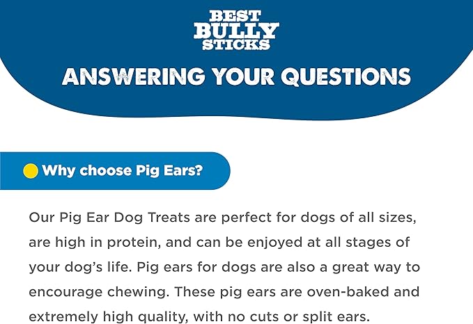 Best Bully Sticks Pig Ears - 25 Count (Pack of 1) - All Natural, USA Baked and Packed, Single Ingredient, Easily Digestible 100% Pork Chew Treat - Puppies, Small, Medium, Large Dogs