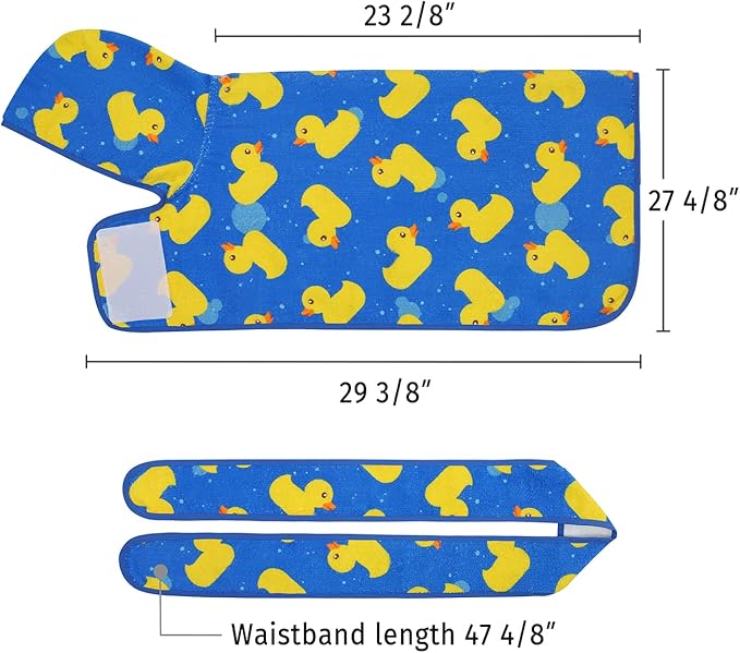 HDE Dog Bathrobe Super Absorbent Quick Drying Towel with Hood for All Dog Breeds Sizes S-XXL - Blue Rubber Ducks - L
