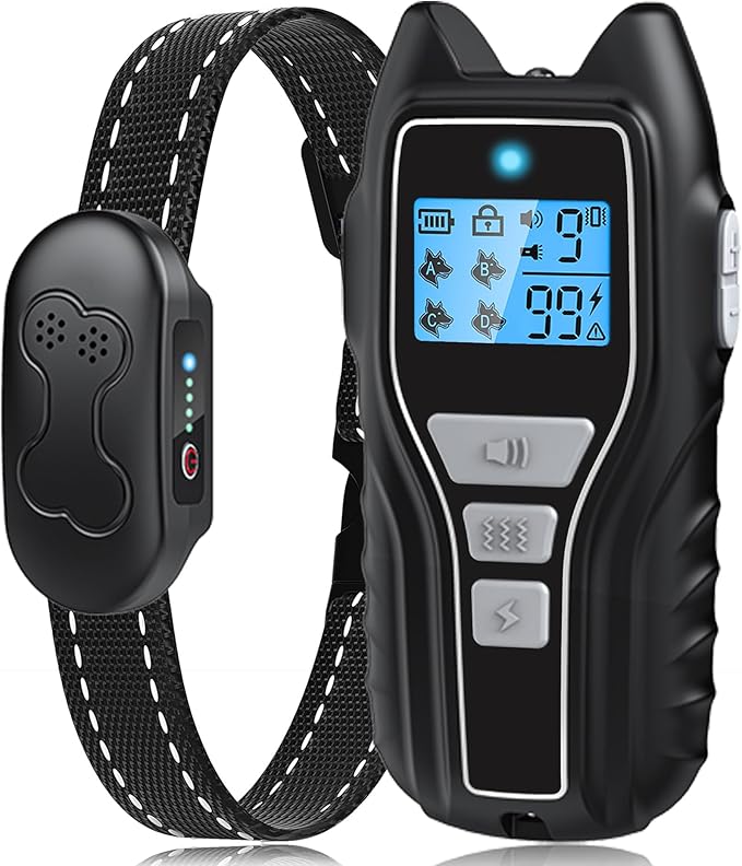 Dog Shock Collar with Remote Control - Rechargeable Dog Training Collar, IPX7 Waterproof E Collar for Dogs with 4 Safe Modes Flashlight Beep Vibration Shock Ideal for All Dog Sizes (8-150lbs)