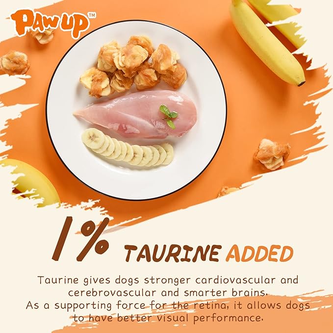 Dog Treats Chicken Wrapped Banana Slice, Rawhide and Gluten Free, w/Taurine Low Fat Healthy Chewy Training Treats, for Small Medium Large Dogs, 12.5 oz