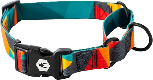 Wolfgang Heavy Duty Martingale Dog Collar with Quick Release Nylon Buckle for Walking & Training, ShatterShapes Print, Extra Large