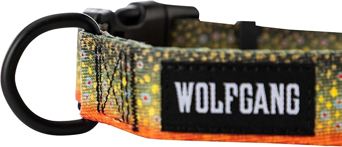 Wolfgang Heavy Duty, Adjustable Dog Collar with Quick Release Nylon Buckle for Walking & Training, BrookTrout Print, Small