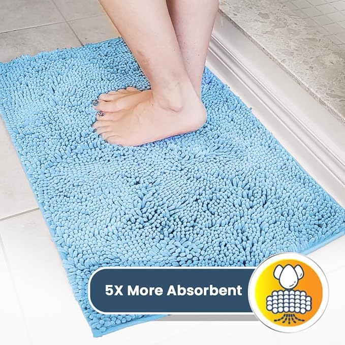 Muddy Mat® Original Dog Door Mat for Muddy Paws, Super Absorbent Microfiber, Non-Slip Washable Pet Rug, Quick Dry Chenille Entryway Carpet, Machine Washable Indoor Outdoor mat, Sky Blue 19"x30"