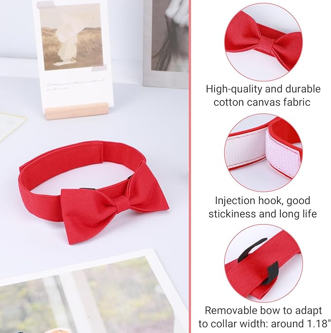 Segarty Dog Bowties for Medium Large Dogs, Adjustable Red Bowtie Collar, Durable Dog Neck Tie Tuxedo Comfortable Cotton Pets Bows Grooming Accessories for Formal Wedding Holiday Birthday Valentines