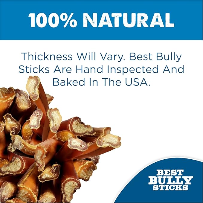 Best Bully Sticks 6 Inch Bully Sticks for Dogs - 18 Count (Pack of 1) - Natural, Easily Digestible, 100% Grass-Fed Beef, Grain and Rawhide Free