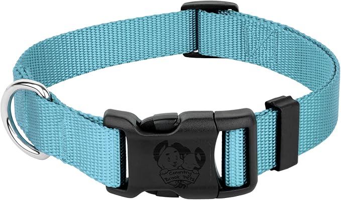 Country Brook Petz - American-Made Dog Collar for Large, Medium, and Small Dogs and Puppies - Deluxe Heavy Duty Nylon in 33 Dazzling Colors (Medium, 3/4 Inch Wide, Ocean Blue)