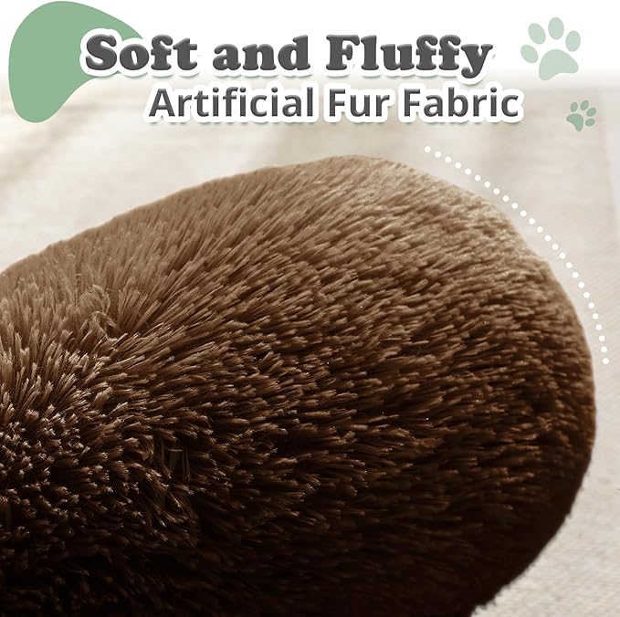 JOLLYVOGUE Dog & Cat Bed, Calming Anti-Anxiety Pet Bed for Small Dogs, Fluffy Donut Cushion for Small and Medium Pets (24")