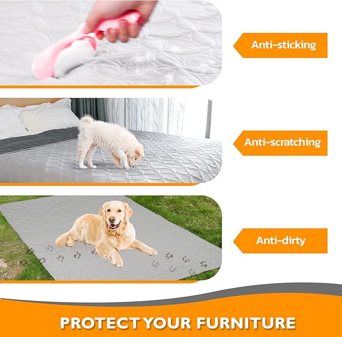 2 Packs Waterproof Dog Blankets Washable for Large Dog, Pet Couch Covers Protect Bed Sofa Furniture, Soft Reversible Dog Blankets Anti Scratches Dirty for Puppy Kids (62"×82", Light/Dark Grey)