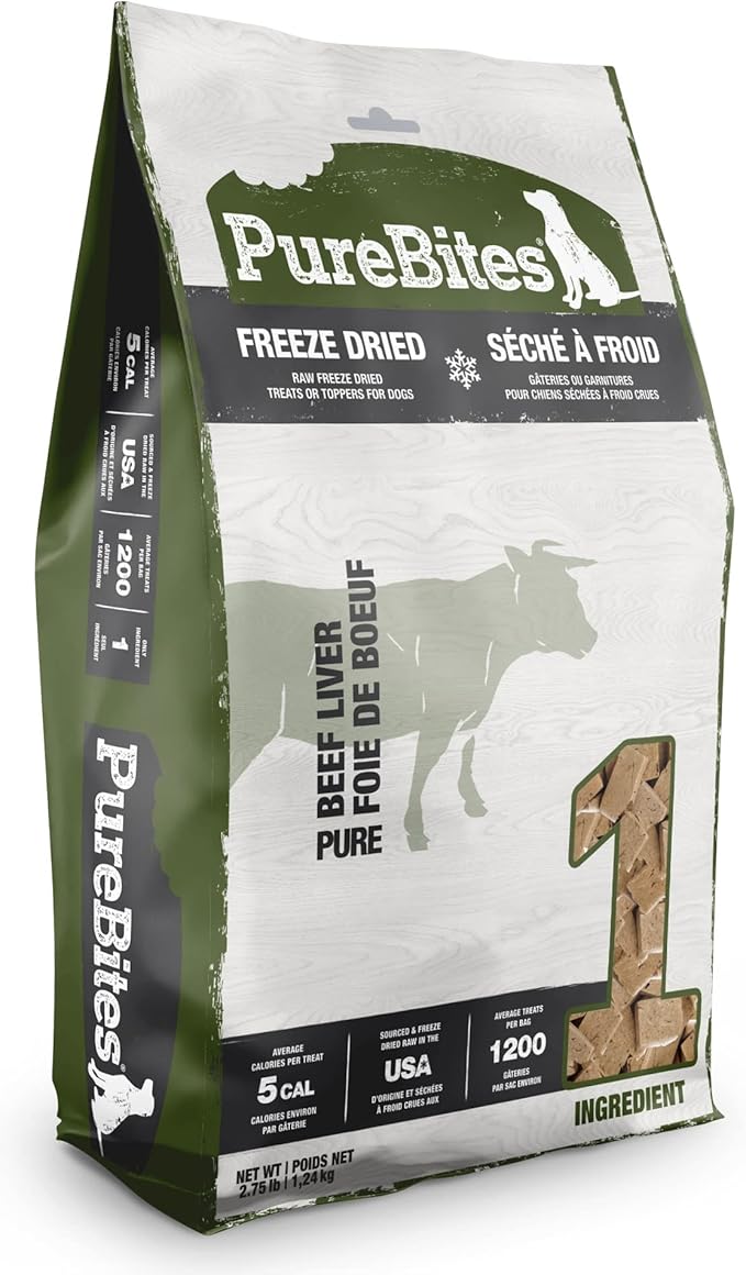 PureBites Beef Freeze Dried Dog Treats, 1 Ingredient, Made in USA, 44oz