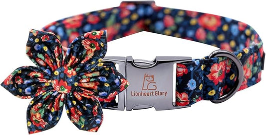 Lionheart Glory Dog Collar With Flower - Cute Floral Pattern Adjustable Pet Collar for X-Small Dogs