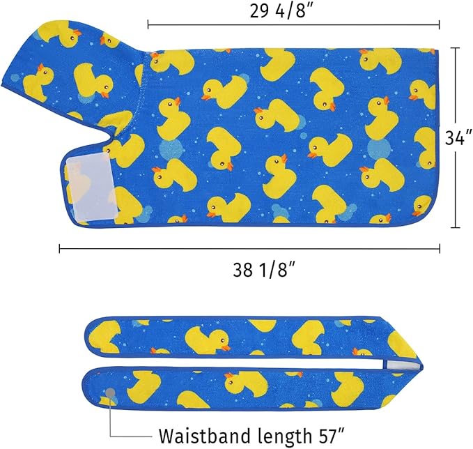 HDE Dog Bathrobe Super Absorbent Quick Drying Towel with Hood for All Dog Breeds Sizes S-XXL - Blue Rubber Ducks - XXL