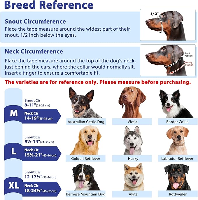 BARKLESS Soft Dog Head Collar, Patented Padded No Pull Head Halter, Training Nose Leash with Safety Link for Medium Large Dogs, Adjustable Muzzle Leash, Easy Control for Walking(Blue, M)