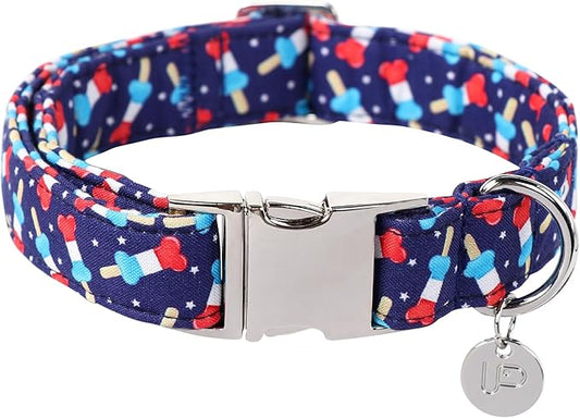Dog Patriotic Collar, 4th of July, American Flag Dog Collar for Boy Girl Puppy, with Metal Buckle, XS