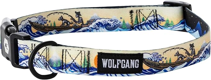 Wolfgang Heavy Duty, Adjustable Dog Collar with Quick Release Nylon Buckle for Walking & Training, MountainWave Print, Medium