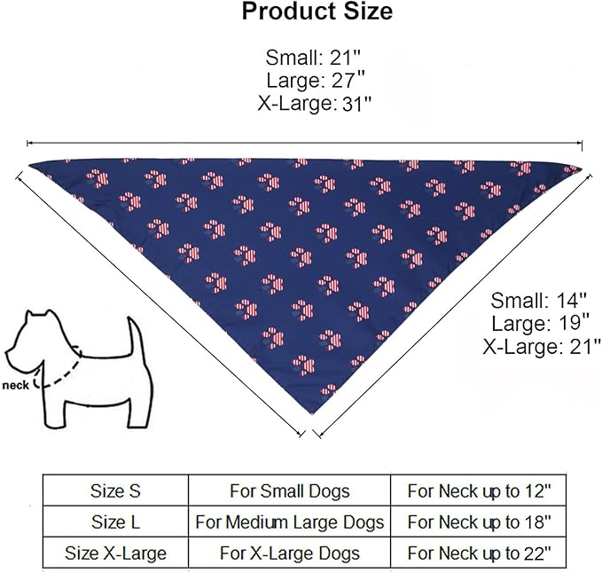 PTDECOR American US Flag Dog Bandana 4th of July Dog Bandanas Reversible Triangle Bibs Scarf for Medium and Large Dogs (Style 1, Large)
