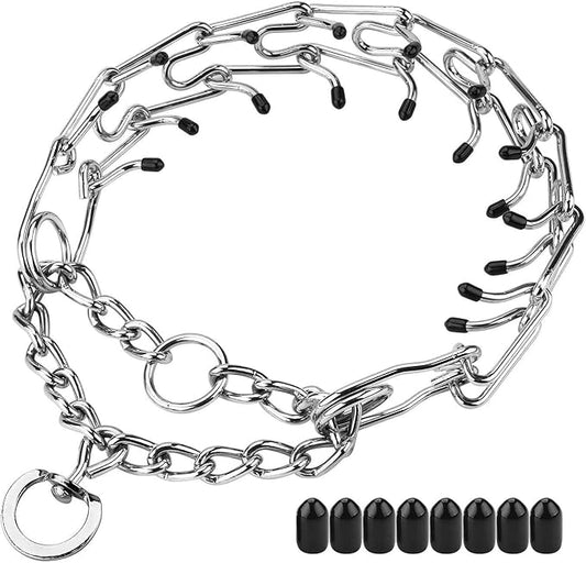 Prong Collars for Dogs, No Pull Dog Collar, Dog Training Collar for Large Medium Small Dogs, Stainless Steel Adjustable with Comfort Rubber Tips (Small, 2.5mm, 15.6-Inch)