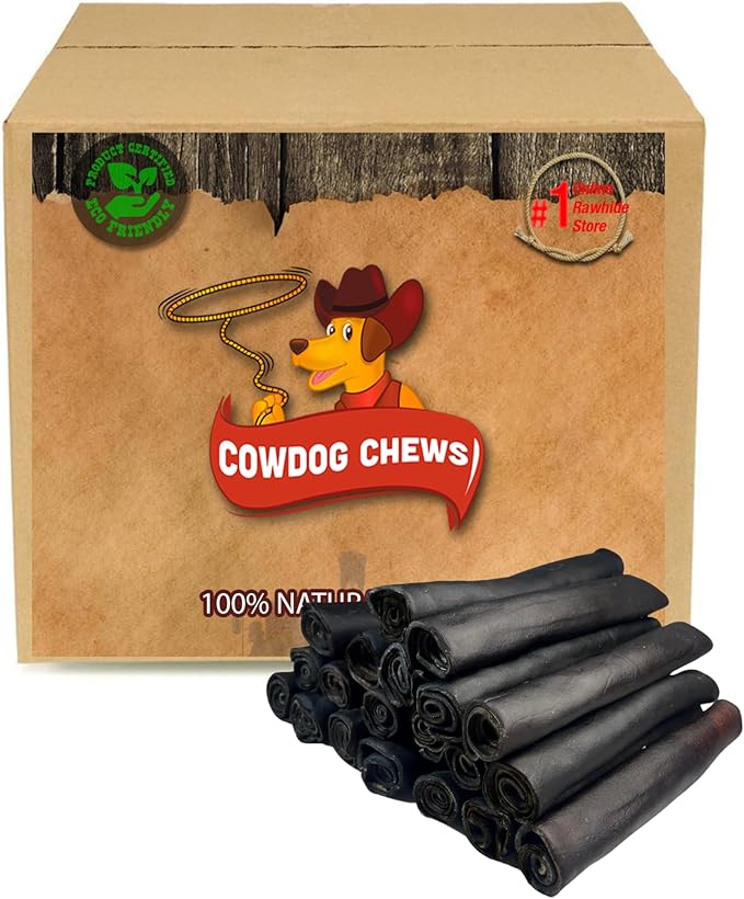 Cowdog Chews DarkDelight Rawhide Rolls 5-6" (24 Pack) – Premium Dark Rawhide Dog Treats with Savory Beef Filling, Long-Lasting Chew for Aggressive Chewers, High-Protein, Natural Ingredients