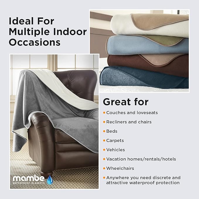 Mambe 100% Waterproof Furniture Cover Twin Loveseat, 70" x 90", Chocolate Cappuccino - Pets and People - for All Types of Furniture and Bedding from Spills, Accidents, and Normal Wear and Tear