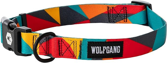 Wolfgang Heavy Duty, Adjustable Dog Collar with Quick Release Nylon Buckle for Walking & Training, ShatterShapes Print, Medium