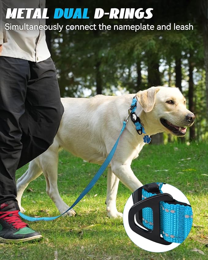 Joytale Airtag Dog Collar, Dual D-Rings, Reflective Pet Collar with Waterproof AirTag Holder, Soft Padded Adjustable for Small Dogs, SkyBlue, S