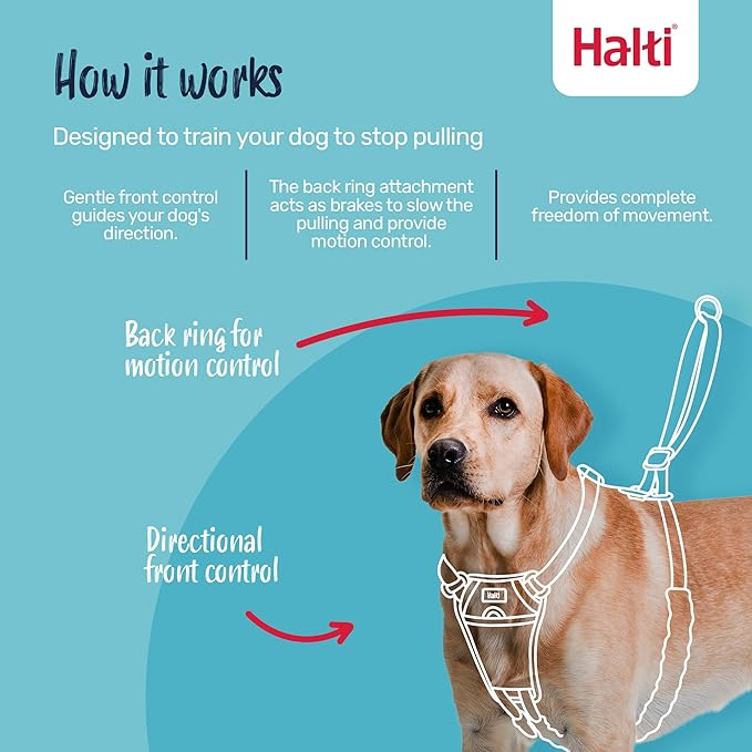 HALTI No Pull Harness - to Stop Your Dog Pulling on The Leash. Adjustable, Lightweight and Easy to Use. Reflective Dog Training Harness for Small Dogs (Size S, Desert Sand)