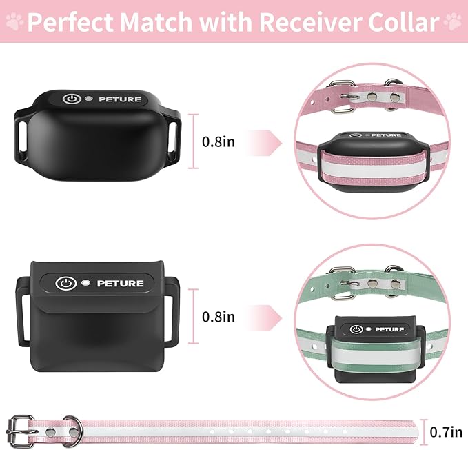 Shock Collar Replacement Strap, 3/4" Waterproof Odorless Reflective TPU Dog Collar, Replacement Collar for Shock Collar with Metal Buckle - All Brands Pet Training E Collars (Pink & Green)