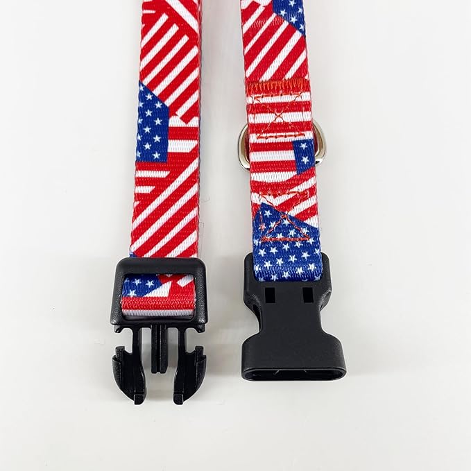 USA Flag Dog Collar - Patriotic American Pride Adjustable Pet Collar with Durable Buckle and Comfortable Design (Size L)