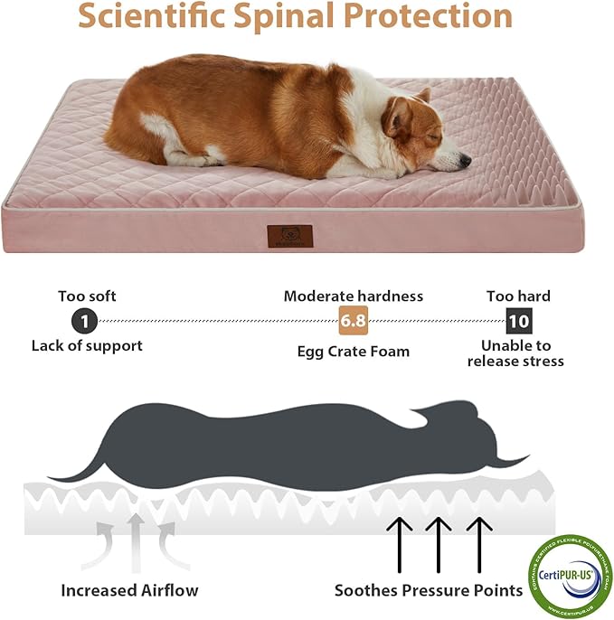 WNPETHOME Orthopedic Dog Beds for Large Dogs, Extra Large Waterproof Dog Bed with Removable Washable Cover & Anti-Slip Bottom, Egg Crate Foam Pet Bed Mat