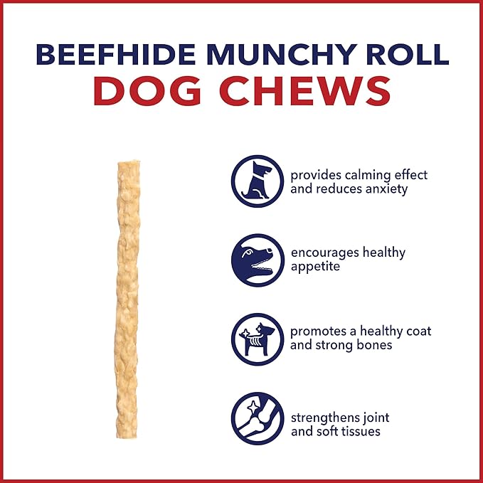 Pet Factory American Beefhide 5" Munch Mini Rolls Dog Chew Treats - Natural Flavor, 40 Count/1 Pack