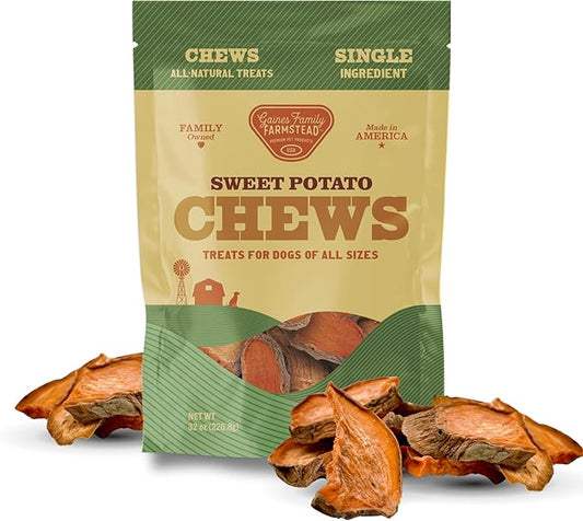 Gaines Family Farmstead Sweet Potato Chews for Dogs - 32 oz Single Ingredient, Sweet Potato Dog Treats, High Fiber, Grain-Free, Rawhide Alternative, Vitamin-Rich, Made in USA