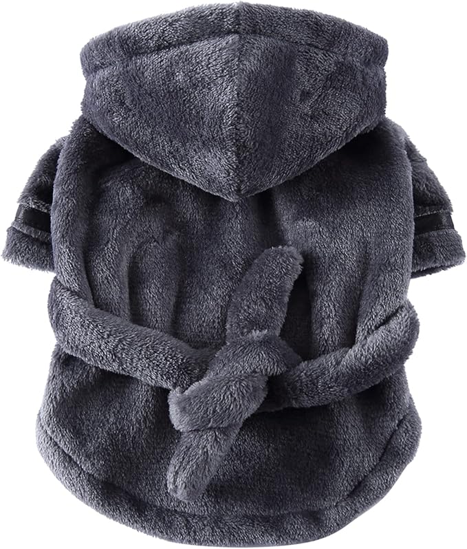 Petyoung Pet Bathrobe Dog Pajama Thickened Hooded Bathrobe Quick Drying and Super Absorbent Dog Bath Towel Soft Pet Nightwear for Puppy Small Dogs Cats