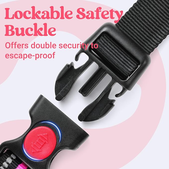 rabbitgoo Dog Harness Medium Sized, No Pull Pet Harness with Soft Padded Handle, Adjustable Reflective Vest with 3 Buckles, Easy Walking Harness with 2 Leash Clips, Pink, M