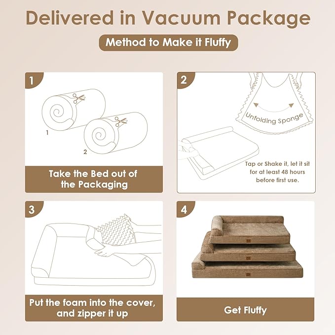 EHEYCIGA Memory Foam Dog Bed Medium Sized Dogs, Waterproof Dog Bed Orthopedic with Washable Removable Cover, Non-Slip Pet Bed Couch for Crate, 30x20x6 Inches, Camel