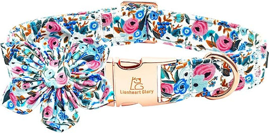 Lionheart Glory Floral Dog Collar - Soft, Durable & Adjustable for Medium Dogs