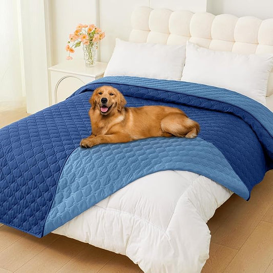 Smiry Waterproof Dog Bed Cover Blanket, Soft Reversible Pet Blanket, Washable Leakproof Cats Dogs Couch Cover for Sofa, Couch, Furniture (82x102 Inch, Navy/Blue)