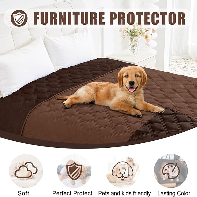 Smiry Waterproof Dog Bed Cover Blanket 30x53, Soft Reversible Pet Blanket, Washable Leakproof Cats Dogs Couch Cover for Sofa, Couch, Furniture, Brown/Chocolate