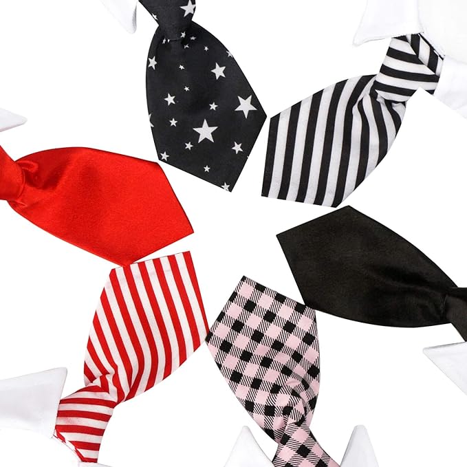 Segarty Bow Tie Dog Collar, 6 Pieces Adjustable Pets Dog Cat Neck Ties Pet Necktie with Suit White Collar for Medium Large Dogs Tuxedo Costumes Grooming Accessories, Dog Tux Ties for Wedding