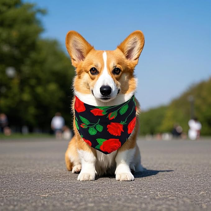 7 Pcs Spring Dog Bandanas for Small Medium Dogs Breed 25 Inch Summer Flowers Dog Bandana Adjustable Large Polyester Scarves Grooming M
