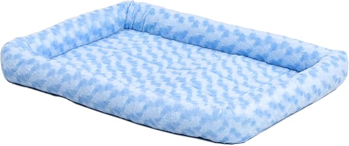 24L-Inch Blue Dog Bed or Cat Bed w/ Comfortable Bolster | Ideal for "Small" Dog Breeds & Fits a 24-Inch Dog Crate | Easy Maintenance Machine Wash & Dry | 1-Year Warranty