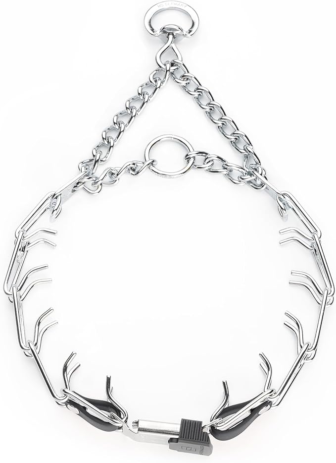 Herm Sprenger Chrome Plated Steel Dog Collar with Quick Release ClicLock Buckle and Biothane Insert Training Collar for Dogs Made in Germany (Black, 23in x 3.2mm(Neck Size up to19-20in))