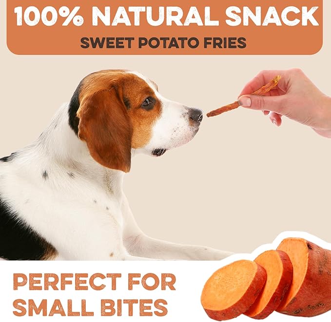 BRUTUS & BARNABY Sweet Potato Dog Treats- No Additive Dehydrated Sweet Potato Fries, Grain Free, Gluten Free and No Preservatives Added (14 oz)