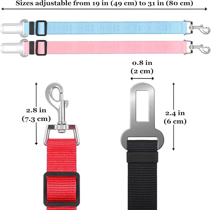 SunGrow Dog Seat Belt for Car, Adjustable Nylon Pet Seatbelt, Supports All Cars, Seatbelt for Dogs in Car, Dog Car Leash Seat Belt, Cats and Ferrets Seat Belt Harnesses