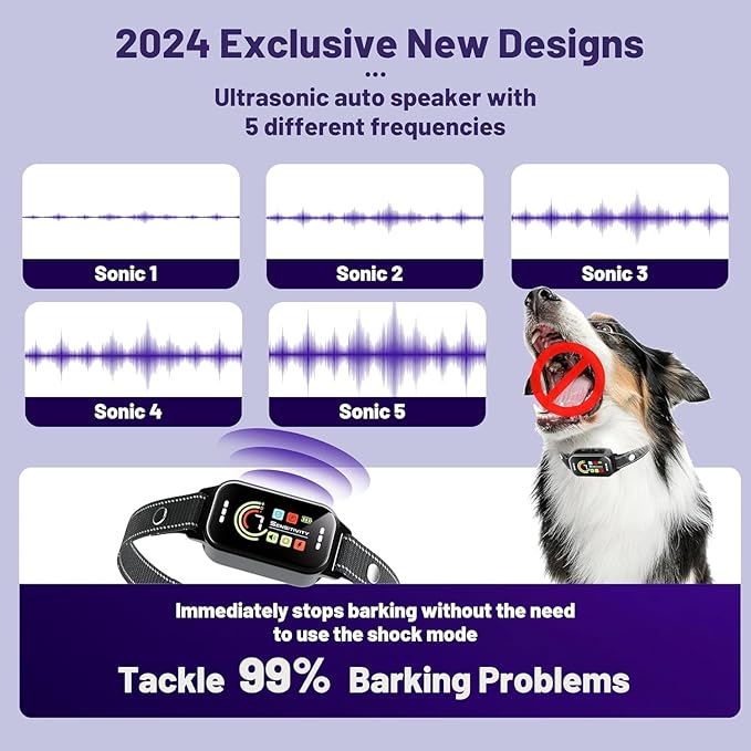 Bark Collar,Bark Collar for Large Medium Small Dogs 8-120lbs,Rechargeable Anti Bark Training Collar with 7 Adjustable Sensitivity, Barking Collar with Beep Vibration