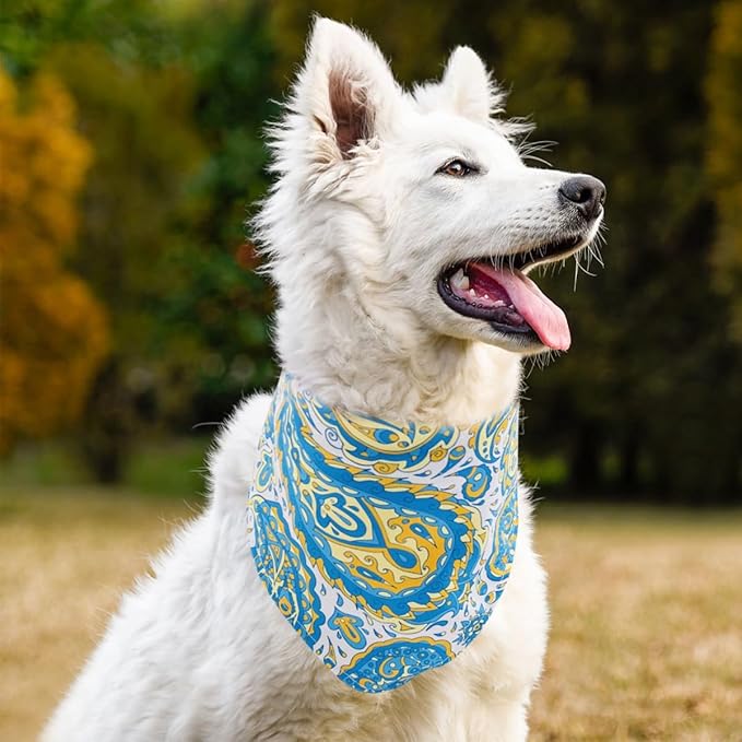 30 Pack Paisley Dog Bandanas Bulk 33 Inche Extral Large XL Dogs Breed Bandanas Adjustable Polyester Print One Side Triangle Bandana Girl Boy Grooming L