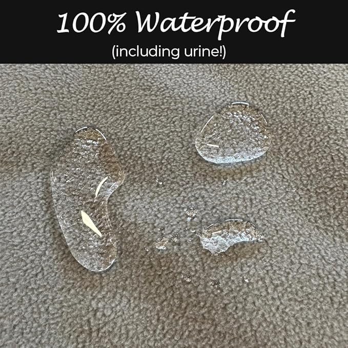 Mambe 100% Waterproof Furniture Cover Blanket for Dogs and Cats, Protection for Bed Couch Sofa Recliner Carpet, Soft Durable Washable Microfleece, Buff-Clay, 70x70 inches