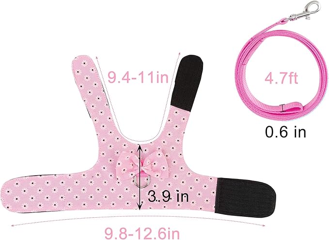 Adjustable Rabbit Harness Leash, Bunny Harness Leash Cute Vest Harness for Rabbit Ferret Bunny Kitten Guinea Pig Walking