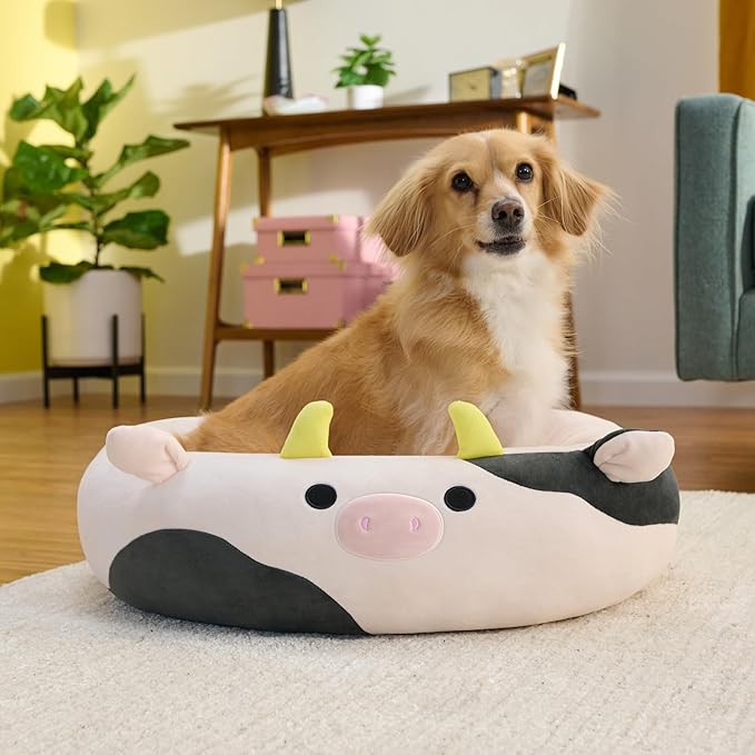 Squishmallows Original 20-Inch Connor The Cow Pet Bed - Small Ultrasoft Official Jazwares Plush Pet Bed
