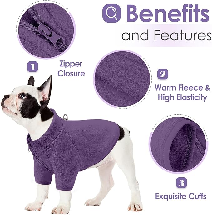 AOFITEE Dog Fleece Sweater, Dog Sweaters for Medium Dogs Girl Boy, Warm Dog Sweater for Dogs Male Female, Fleece Dog Vest Lightweight Dog Winter Jacket Sweatshirt with D-Ring and Turtleneck, L