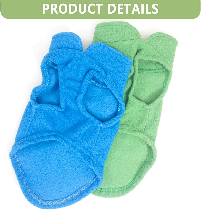 2 Pieces Fleece Dog Sweater Vest Winter Warm Puppy Sweaters for Small Dogs Male Female Fall Pullover Dog Clothes with D-Ring Soft Puppy Outfit Coat (Blue,Green, Large)