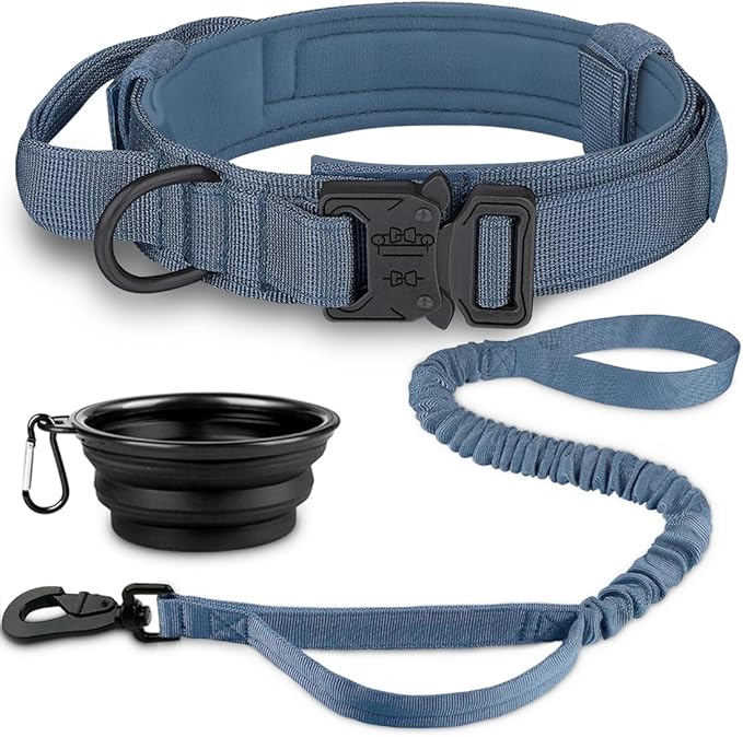 COOYOO Tactical Dog Collar Set, Adjustable Military Nylon Collar with Control Handle and Heavy Metal Buckle for Medium and Large Dogs